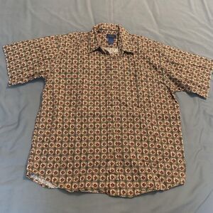 Vintage Cambridge Classics Shirt Mens Large Geometric Print Jamaica 90s